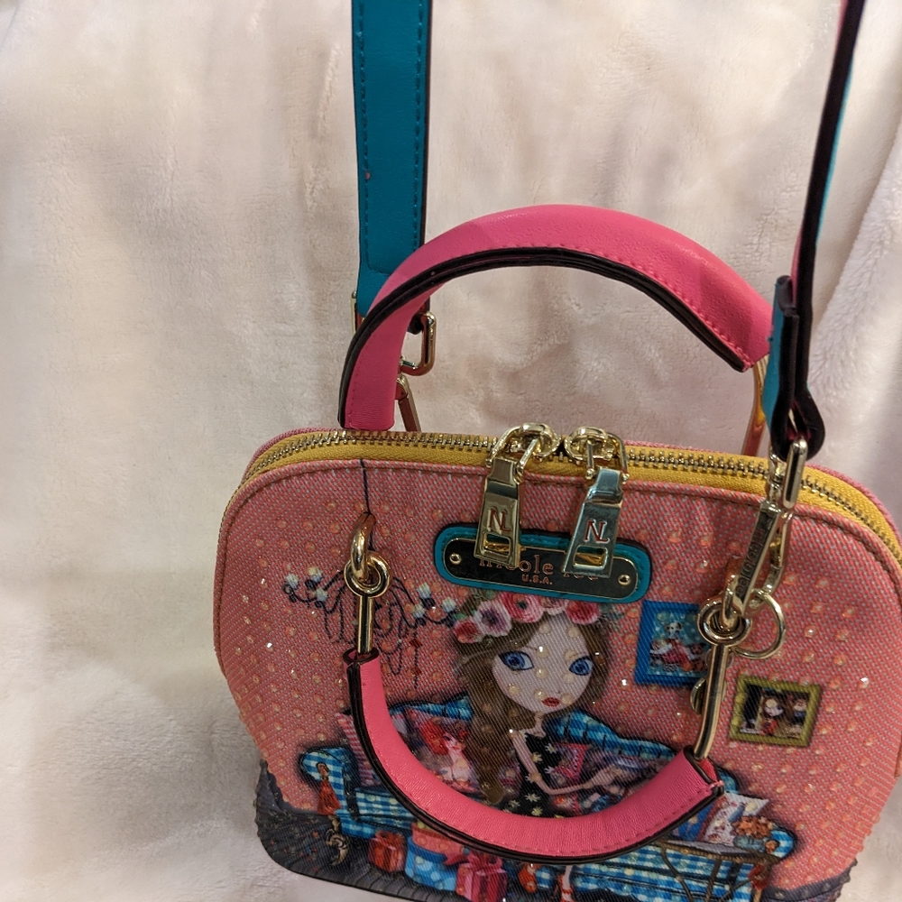 OOAK Pretty in Pink Embellished NICOLE LEE Crossbody Bag NEW - Picture 11 of 16